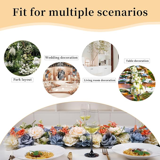 Flower Centerpieces for Tables - 10 Pack Wedding Arch Artificial Flowers Grey Arrangements Center Piece for Reception, Living Room, Kitchen, Dining Table Runner Decorations