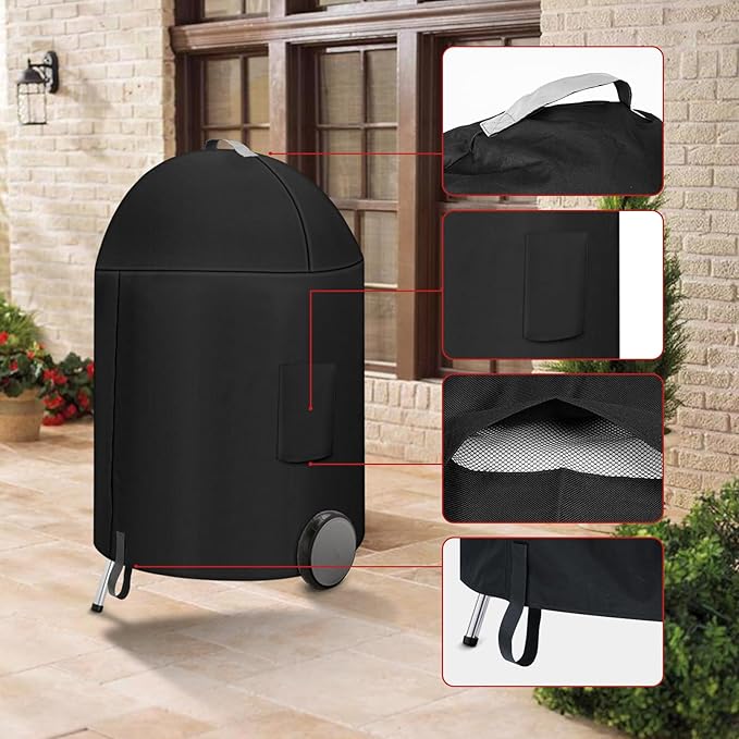 22 Inch Charcoal Kettle Grill Cover, 7150 Cover for Weber Round Grill, Waterproof Grill Cover for Weber 22 Inch Master Touch Charcoal Grill,Heavy Duty Outdoor BBQ Covers