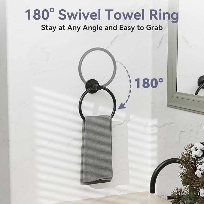 Matte Black Towel Bar Set, 24 Inch Bathroom Hardware Set, Wall Mounted Bathroom Towel Holder Set, Modern Bathroom Accessories, Durable SUS304 Stainless Steel, 4-Piece