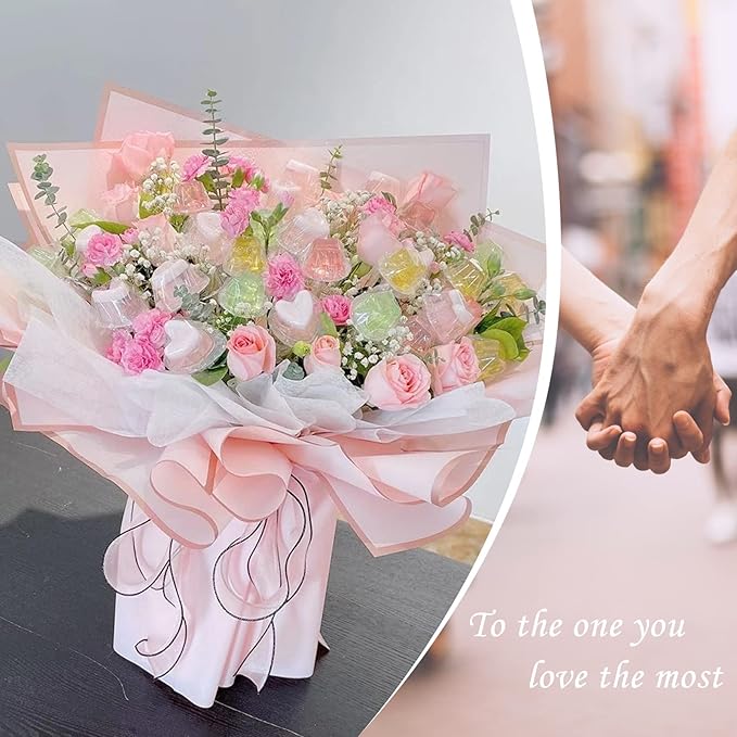 Kosotody 40 Sheets Pink Color Flower Wrapping Paper Gold Edge Waterproof Florist Bouquet Supplies Flower Paper for Bouquets DIY Crafts Packaging, 22.8x22.8 inch (Pink series)…