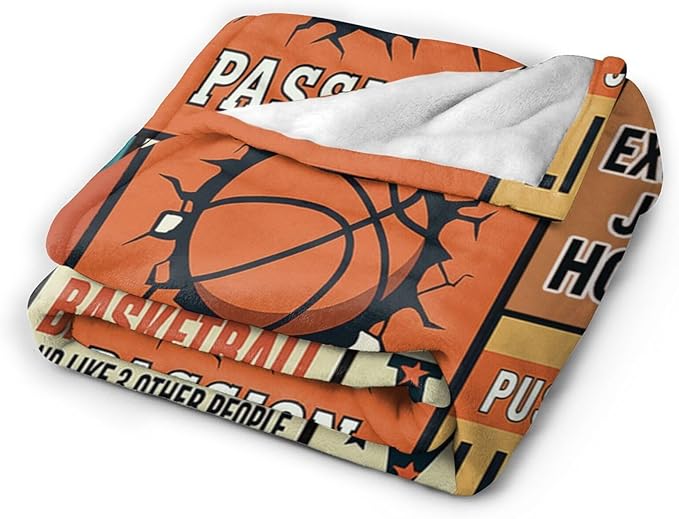 Basketball Blanket for Boys Basketball Sport Throw Blanket Soft Cozy Fleece Fuzzy Stuffed Plush Flannel Gifts for Girls Women Kids Adults 60"X80"