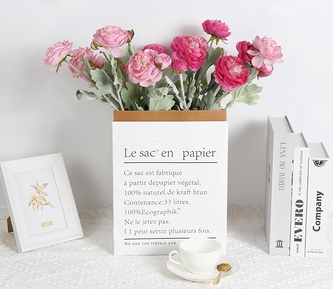 IPOPU Fake Peonies Artificial Ranunculus Flowers 6pcs 18Heads Pink Flowers Combo Hot Pink Silk Flowers 20.47" Artificial Flowers Bulk for Faux Floral Arrangements Home Table Decor (Multi-Pink)