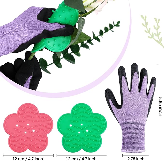 WILLBOND Floral Arrangement Kit, Christmas Rose Thorn Stripper Tool Garden Pruning Shears Scissors Rose Thorn Remover Pruner Trimmer Gloves Tapes Florist Garden Tool Gift Kit for Women(Purple)