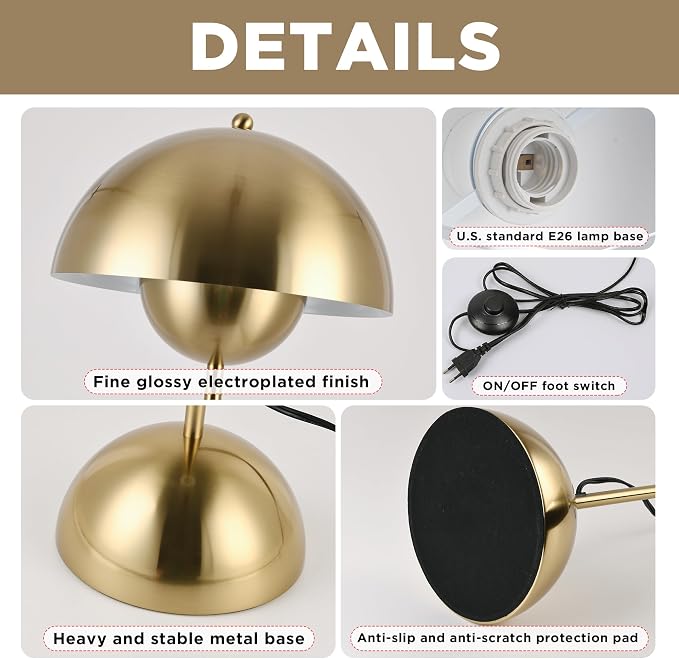 COSYLUX Modern Floor Lamp for Living Room, Industrial Tall Standing Lamp for Bedroom, Metal Shade Reflecting Light Reading Floor Lamp for Office, Nursery Room, Corner(Bright Gold)