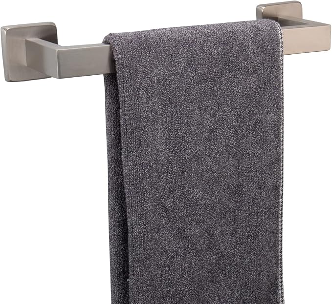 TocTen Bath Towel Rack - Square Base Thicken SUS304 Stainless Steel Towel Bar for Bathroom, Bathroom Accessories Towel Rod Heavy Duty Wall Mounted Towel Holder. (Brushed Nickel, 12)