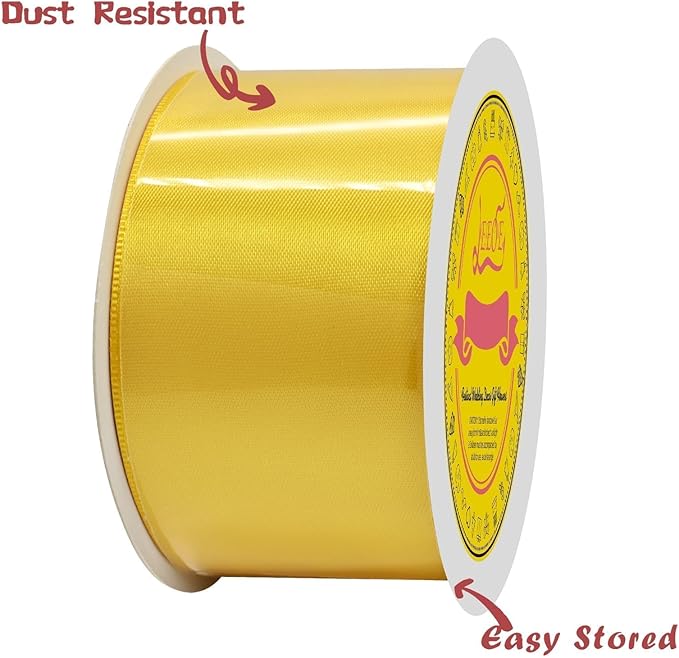 Double Face Maize Yellow Satin Ribbon 2 inch X 25 Yards Polyester Maize Yellow Ribbon for Gift Wrapping Very Suitable for Weddings Party Hair Bow Invitation Decorations and More