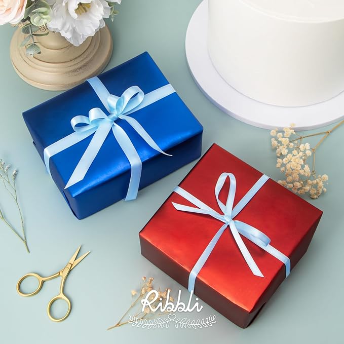 Ribbli Light Blue Double Faced Satin Ribbon,1/2” x Continuous 25 Yards,Use for Craft Bows Bouquet, Gift Wrapping, Wedding Decoration, Floral Arrangement