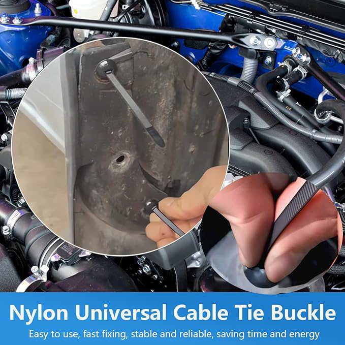 50pcs Nylon Universal Cable Tie Buckles, New Multifunctional Nylon Zip Ties With Pin & Button Design Plastic Cable Ties Tool Fasteners Car Body UV Resistant Zipties for Car Daily Repair