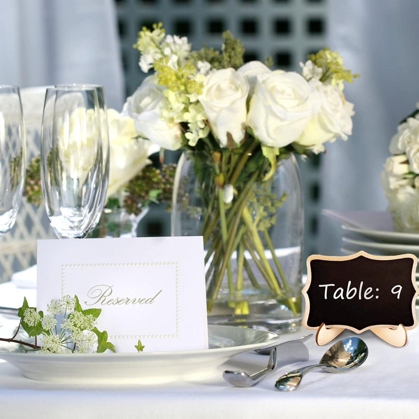 Skiennix Mini Chalkboard Signs - 12 Pcs Small Wooden Labels with Easel Stand | Perfect for Weddings & Events
