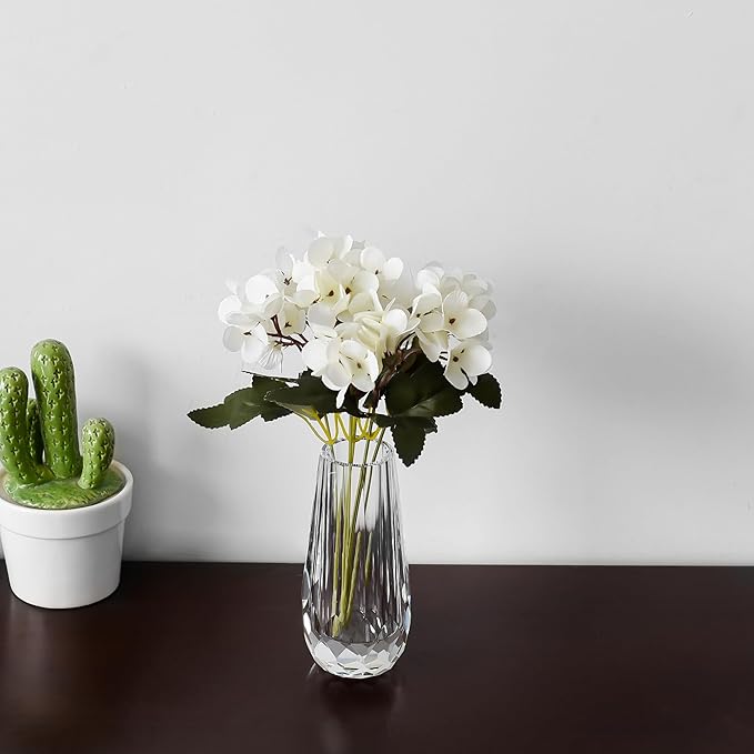 Kitcom Small Flower/Bud Crystal Vase Decorative Vases for Home or Wedding, Outline Dimensions W2.8''xH6', Clear with Gift Box