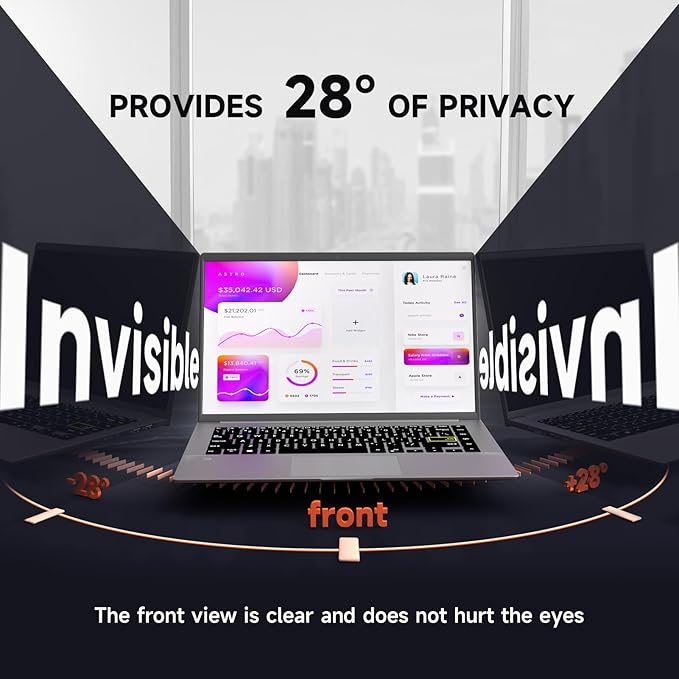 Mamol [2 Pack] 14 Inch Laptop Privacy Screen for Lenovo/HP Envy/Dell/Acer/Asus/Thinkpad, 16:9 Aspect Removable Anti Glare Blue Light Privacy Screen Filter, Laptop Security Shield 14 In