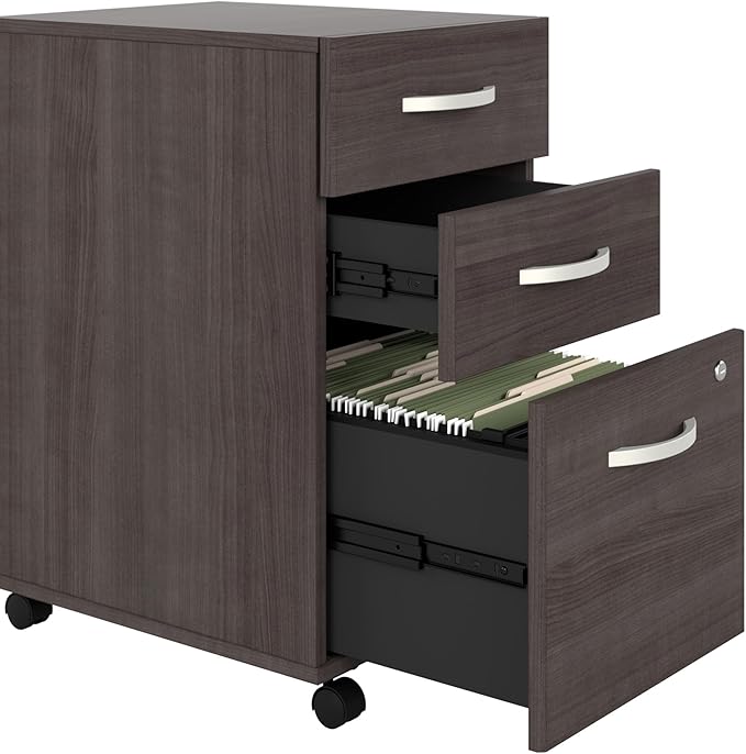 Bush Business Furniture Studio C 72W x 30D L Shaped Desk with Mobile File Cabinet and 42W Return in Storm Gray
