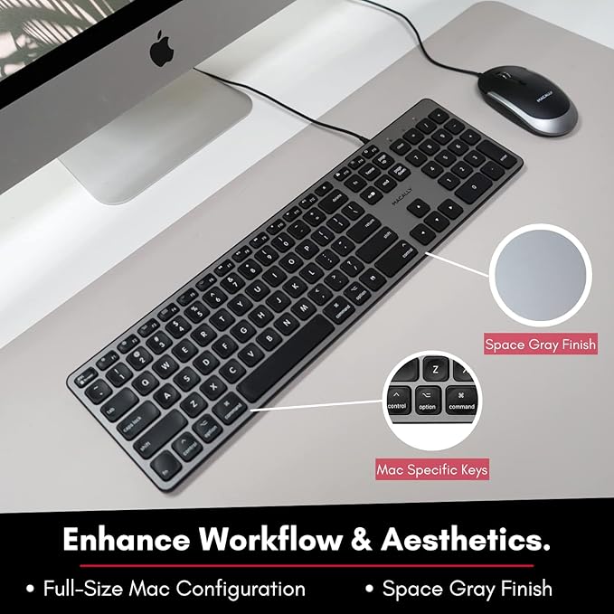 Macally Backlit Keyboard and Mouse Combo, Enhance Your Workflow