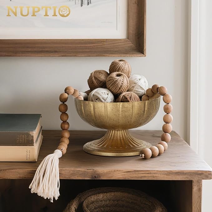 NUPTIO Distressed Gold Vases for Centerpieces: Rustic Brass Compote Vases for Flowers - Metal Pedestal Bowl Decor for Wedding Table Home Set of 10
