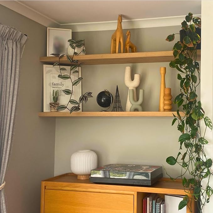 IAE Floating Wall Shelves 36 inch,Bathroom Shelf Wall Mounted,Invisible Shelves Floating Kitchen Shelving,Wooden wall Shelving with Brackets for Living Room wall Mounted,Easy Install,Set of 2,Natural