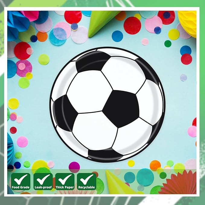 40 Pcs Soccer Plates And Napkins Party Supplies, Soccer Birthday Decorations Disposable Paper Tableware Set for Sports Theme Birthday Party Serves 20