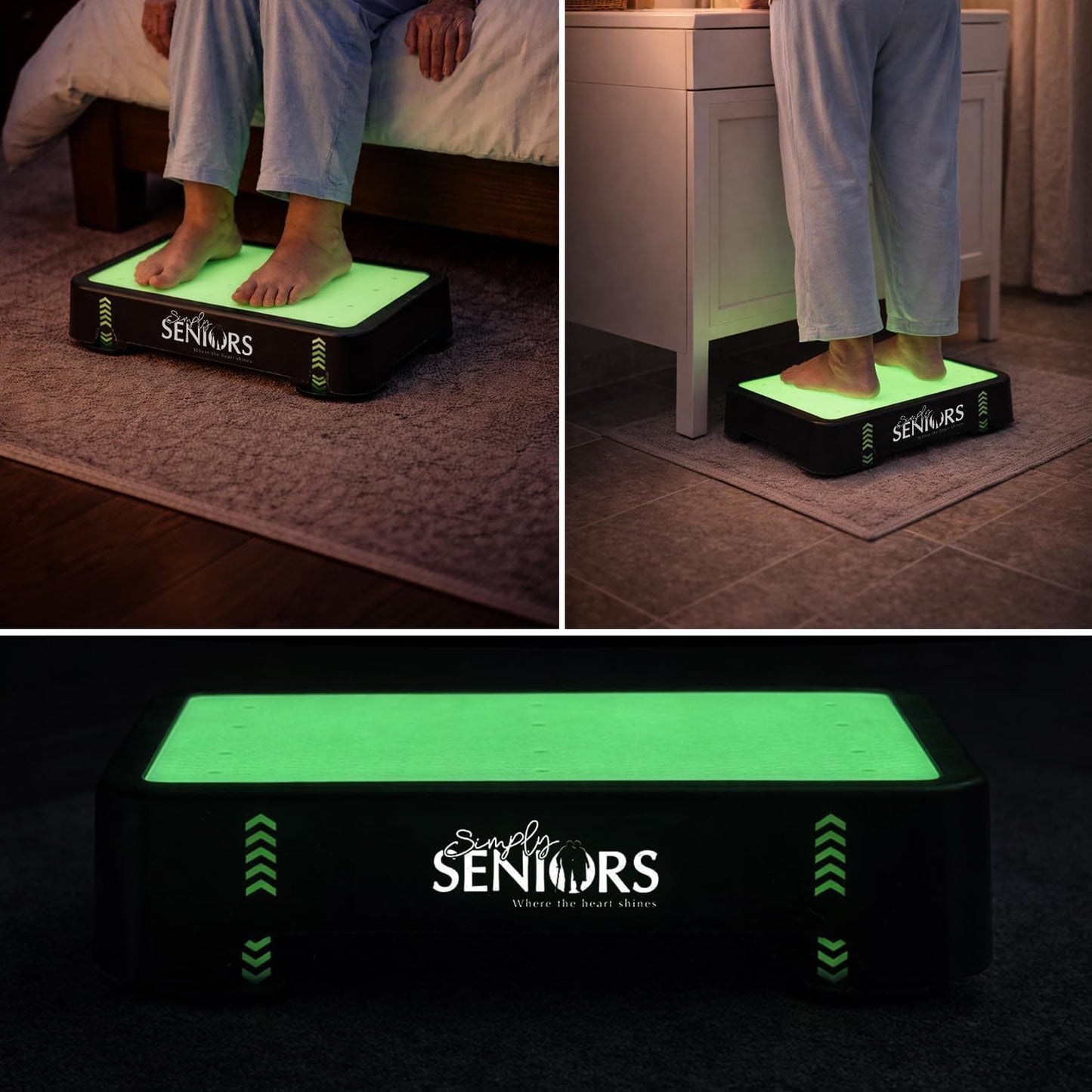 Small Step Stools for Adults - Portable Heavy-Duty Mobility Aid for Seniors | Noctilucent Design for Easy Access