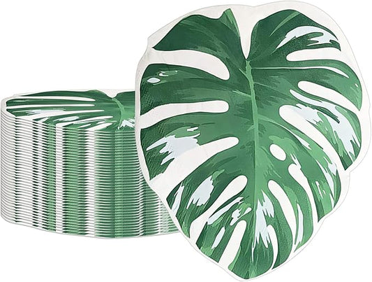 100Pcs Tropical Jungle Leaf Paper Napkins Disposable, Creative Palm Leaf Table Decorations Dinner Napkins for Hawaiian Luau Party Birthday Baby Shower Beach Wedding Summer Safari Theme Party 6.5x6.5In
