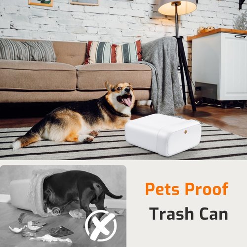 MOPALL Small Bathroom Trash Can - 2.6 Gallon Slim Plastic Waste Bin with Pop-Up Lid | Dog-Proof Design, White