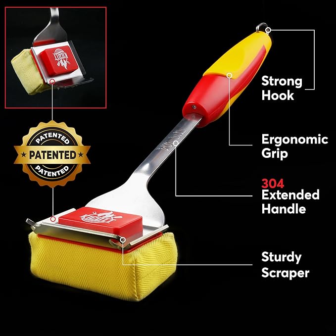 Kicott Grill Brush Bristle Free - Safe Grill Brush for Outdoor Grill, SteamWizards BBQ Grill Cleaning Brush Kit, Replaceable Head Fire Resistant Grill Scraper Tool, Dishwasher Safe, Gift for Men/Dad