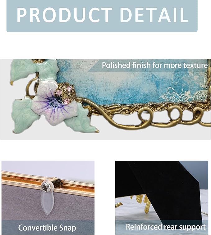 4X6 Vintage Picture Frames Luxury Unique Ornate Antique Floral Photo Frame of HD Glass for Tabletop/Wall Display Gifts for Women (Retro Purple Flower)
