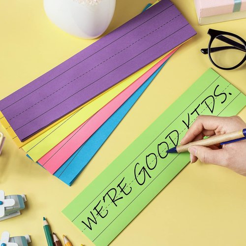 Skiennix 150 Sheets Ruled Rainbow Sentence Strips - Perfect for School & Office Use | 6 Pack