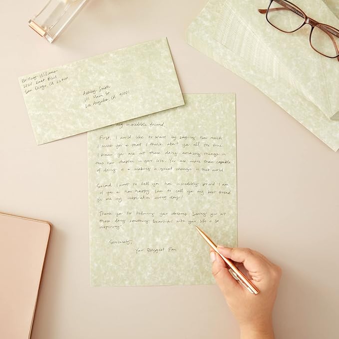 Best Paper Greetings Stationery Paper & Envelopes Set - 96-Pack, 8.5 x 11 Inch, Cream Textured - Letter Writing Paper for Love Letters & Invitations