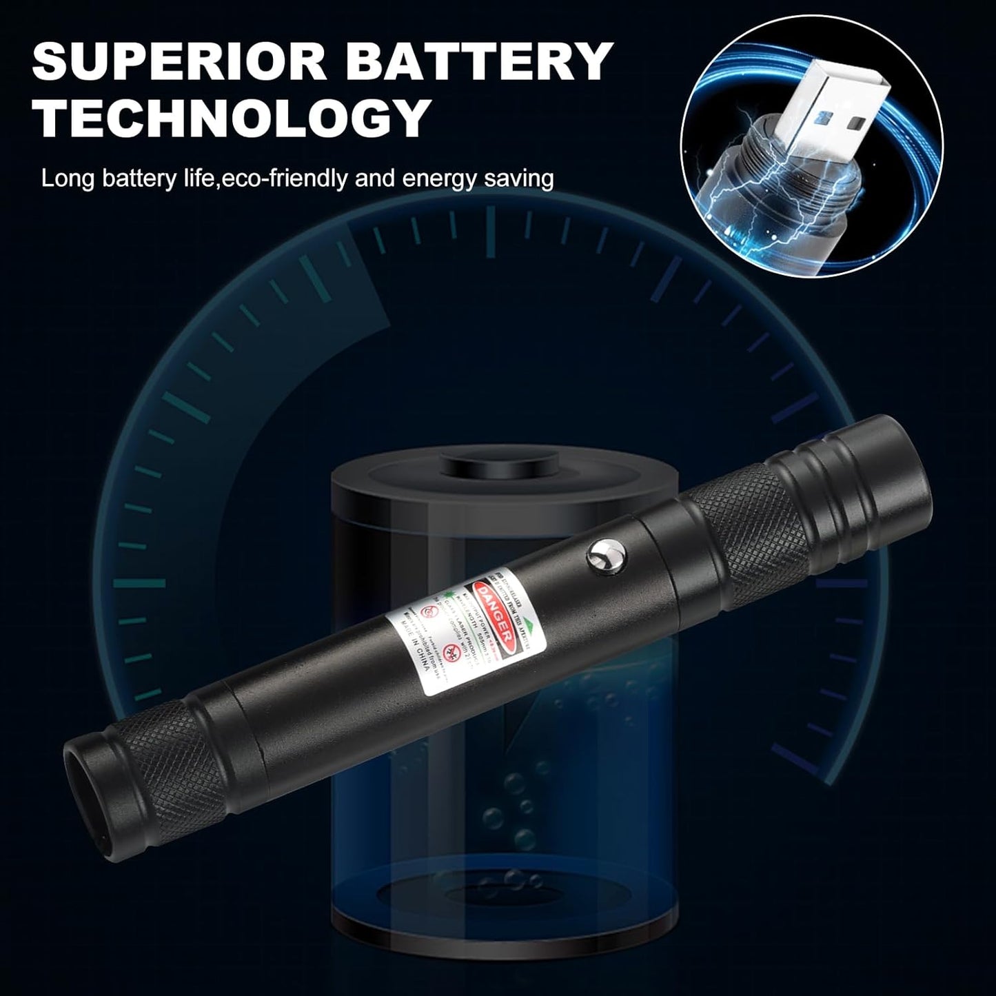 Skiennix Long Range Red Laser Pointer - High Power Rechargeable Laser Toy for Hiking & Cats | USB Charge