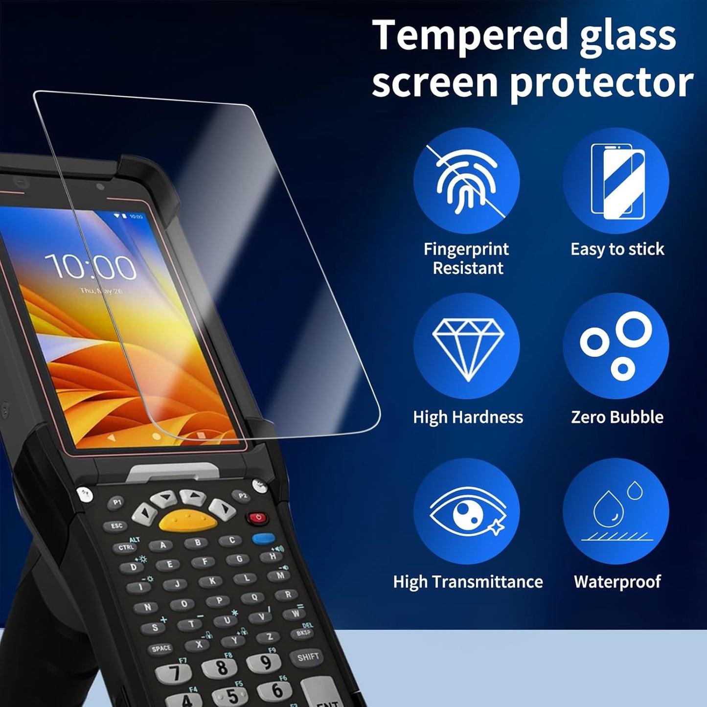 Zebra | 4PCS Tempered Glass Screen Protector - 9H Scratch-Resistant for MC9300 Mobile Computer