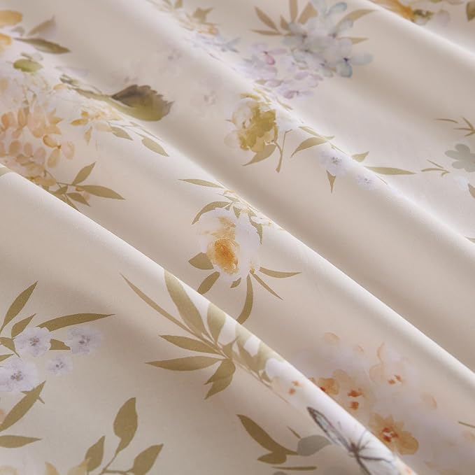 100% Cotton Duvet Cover Queen Size – Elegent Yellow Floral Duvet Cover Set with Zipper Closure & Corner Ties, 3-Piece Luxury & Silky Soft Bedding Set for All Seasons