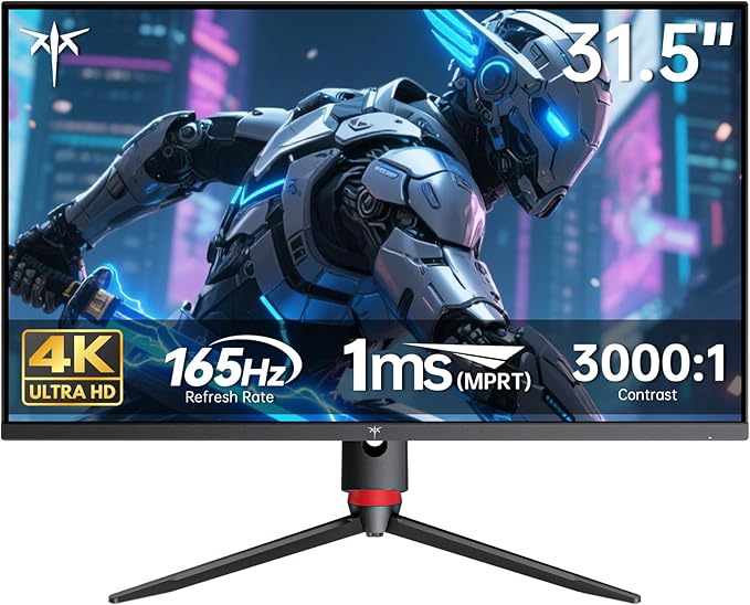 KTC 32 Inch 4K Gaming Monitor, 165Hz UHD (3840x2160P) Fast IPS Screen, 1ms (MPRT), Adaptive Sync, 3000:1 Contrast,121% sRGB,HDMI 2.1 Display Port 1.4, Tilt/Height Adjustment, VESA Mount, H32P22P