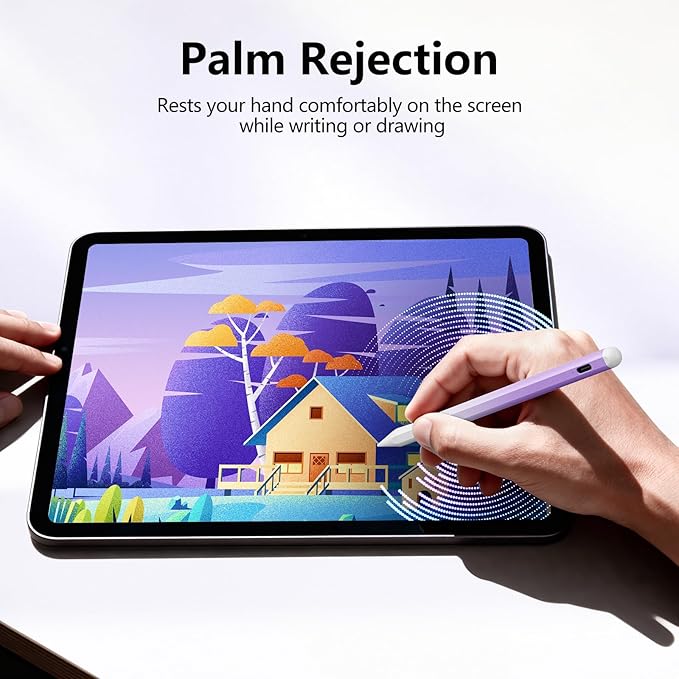 Stylus Pen for iPad 6th-11th Generation-2X Fast Charge Active Pencil Compatible with 2018-2025 Apple iPad Pro 11"/12.9"/M4, iPad Air 3/4/5/M2/M3,iPad mini 5/6 Gen-Gradient White Purple