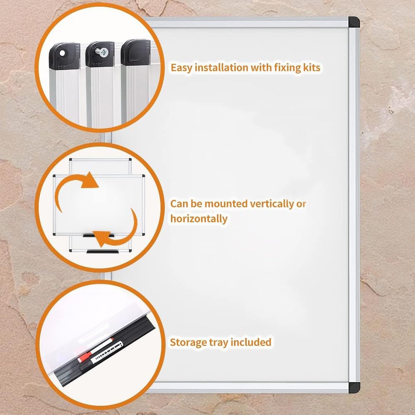 VIZ-PRO Dry Erase Board - Non-Magnetic Wall-Mounted Whiteboard | 48 x 36 Inches, Pack of 2