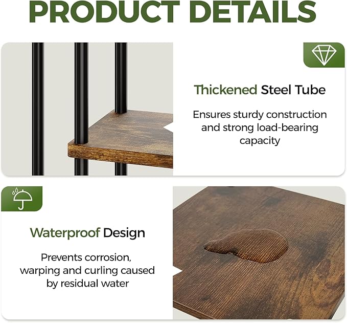 Bamworld Tall Plant Stand Indoor, 7 Tier Plant Shelf for Multiple Plants, Tiered Flower Pot Stands for Patio Garden Balcony Living Room Bedroom, Brown