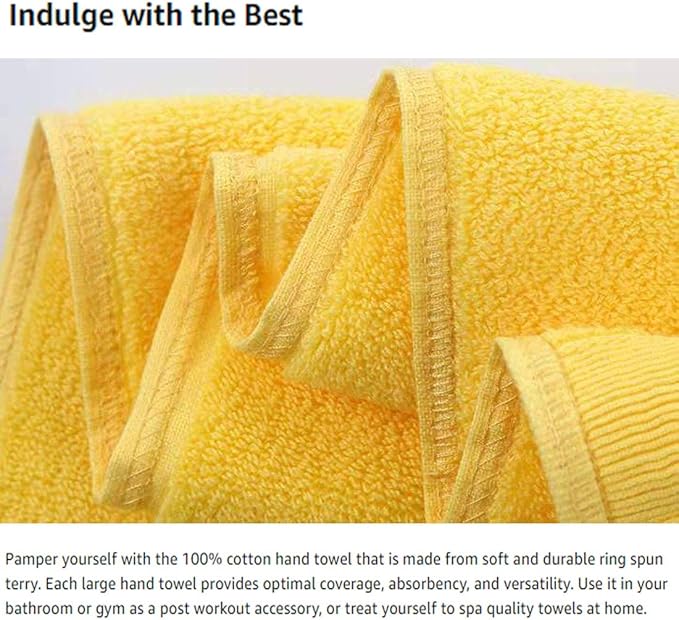 RUIBOLU Hand Towels for Bathroom - Cotton Ultra Soft Highly Absorbent Hand Towel 2 Set, Size 13x 29 Home Bathroom Hand Towels for Bath, Hand, Face, Gym Towel (Yellow)