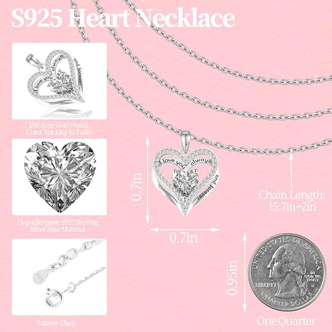 Preserved Real Pink Rose with S925 Sterling Silver Necklace, Gifts for Girlfriend, Women,Wife, Mom,Grandma on Christmas, Valentine's Day, Mother's Day, Birthday, Anniversary, Thanksgiving (Pink)