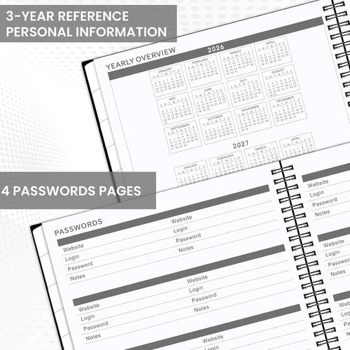 Monthly Planner 2026-2027 | 18-Month Calendar with Contacts & Passwords - 8.5" x 11", Colorful Tabs, Thick Paper