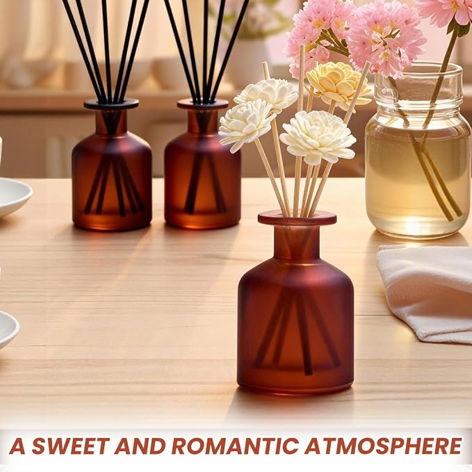 1PCS 130ml/4.3oz Empty Refillable Glass Diffuser Bottle Diffuser Jars Aromatherapy Storage Container Fragrance Accessories Use for DIY Replacement Diffuser Sticks Crafts Decor (Amber Red)