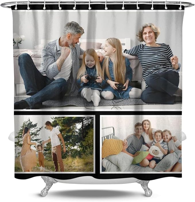 Personalized Shower Curtain Set Custom Photo Shower Curtains Modern Minimalist Home Bathroom Curtain Decor with 12 Hooks 72 Inch Wide * 72 Inch High