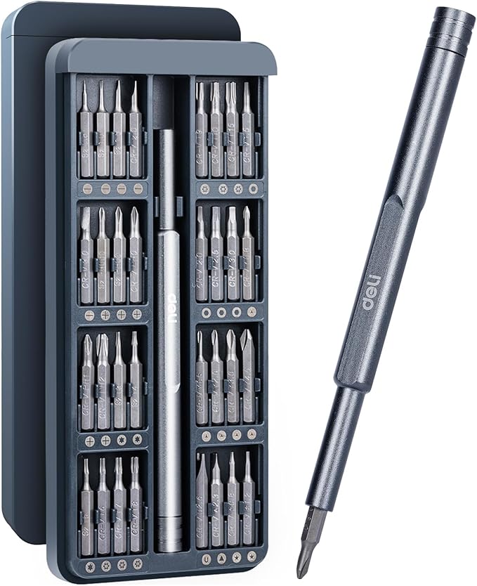 Deli 33-in-1 Precision Screwdriver Sets Magnetic Mini Repair Tool Kit for Home, DIY, Computer, Controller, Glasses, Drone, Watch, Phone, Pad, Switch, PS5, XBOX, Macbook, Electronic. Gift for man.