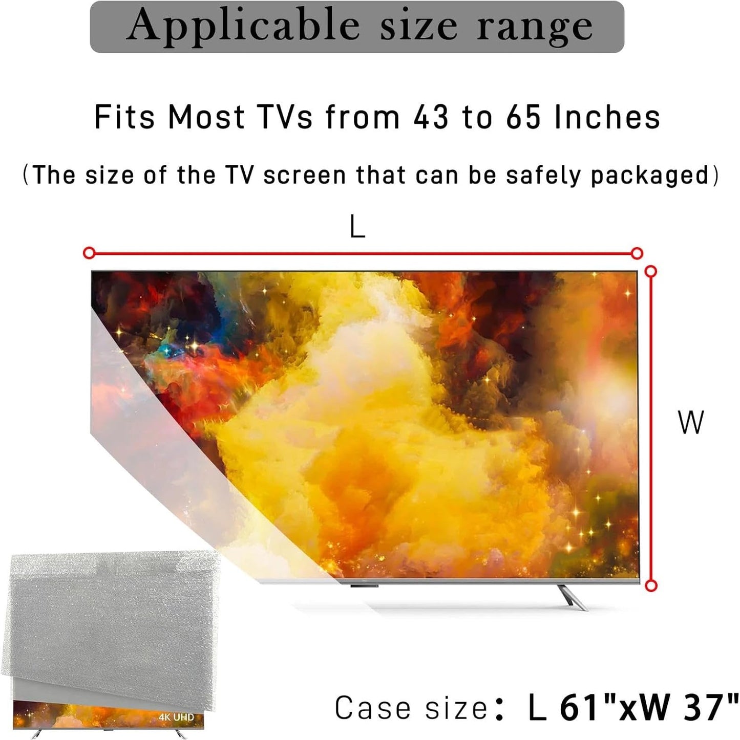Skiennix TV Wrap Cover - Double-Layer Thick Bubble Protection for 43-65" Screens (61"x37")