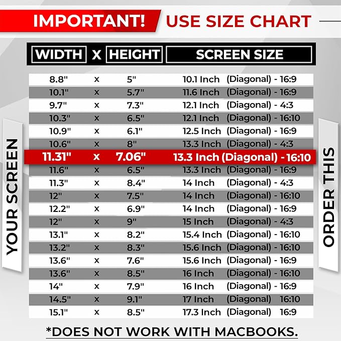 SightPro Magnetic Laptop Privacy Screen 13.3 Inch 16:10 - Removable Computer Privacy Filter Shield and Protector