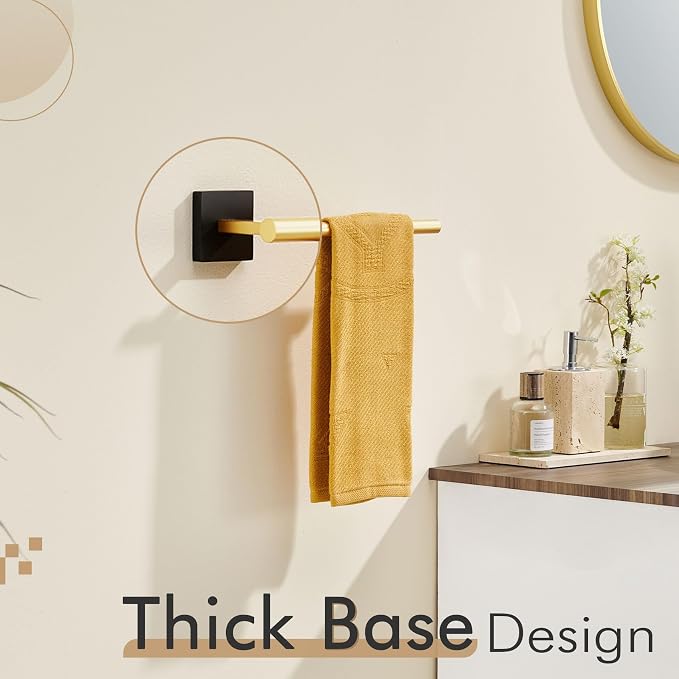 KOKOSIRI Bathroom Towel Bar Hand Towel Holders Wall Mount Toilet Kitchen Cabinet Paper Holder Stainless Steel Bath Hardware Black with Gold, B3008GDK