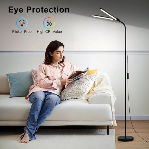 LED Floor Lamp - 18W/2000LM Bright Reading Light | Adjustable Gooseneck, Eye-Caring Design for Home & Office