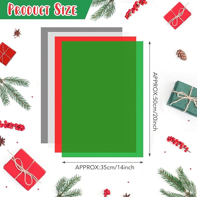 NEBURORA 100 Sheets Christmas Tissue Paper Red Green Grey White Gift Wrapping Tissue Paper for Holiday Gift Crafts Bags and Party Decorations
