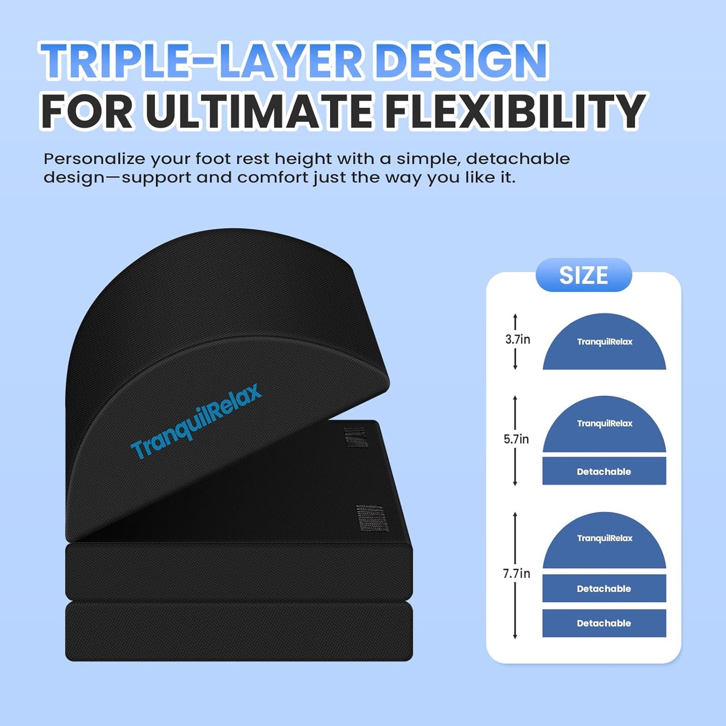 TranquilRelax Memory Foam Seat Cushion - Tailbone Pain Relief & Back Support | Black