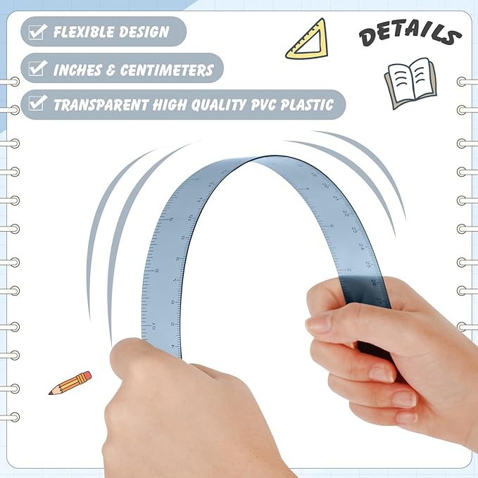 ForraFun 60 Pcs Plastic Clear Rulers 12 Inch, Transparent Assorted Color Ruler Bulk, with Imperial and Metric Scales for Home Office Supplies, Available in 6Colors (Bohemian Colors)