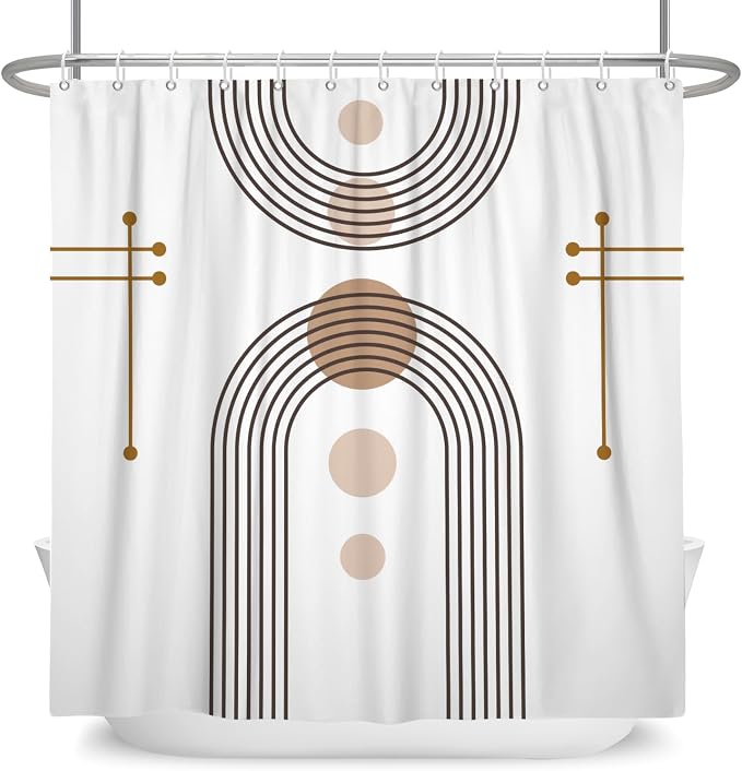 Mid Century Boho Shower Curtain Abstract Arch Sun Rainbow Modern Minimalist Geometric Aesthetic Shower Curtains for Polyester Fabric Bathroom Decorations 72x78 inch