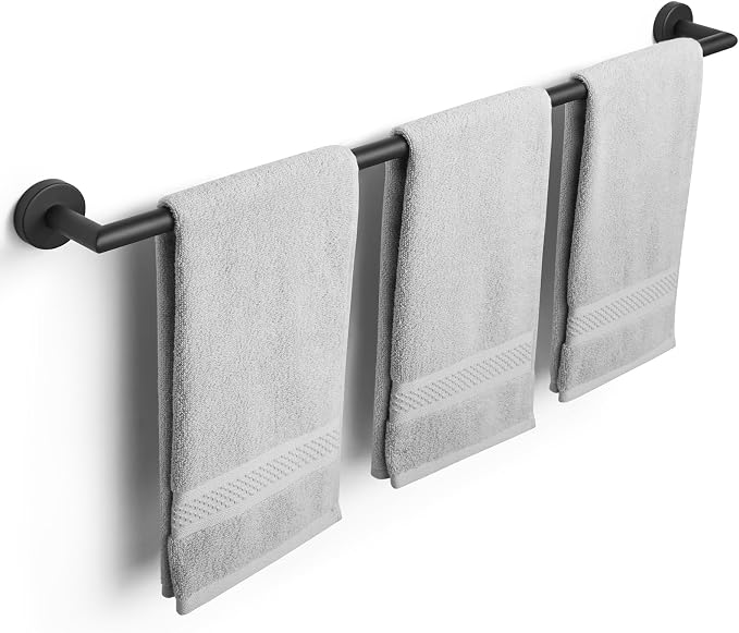 Bath Towel Bar 30 Inch Towel Rack for Bathroom Wall Mount Heavy Duty Bath Towel Holder Modern Towel Rod Black Towel Hanger Bathroom Accessories Towel Rail Stainless Steel Single Towel Bars Matte Black