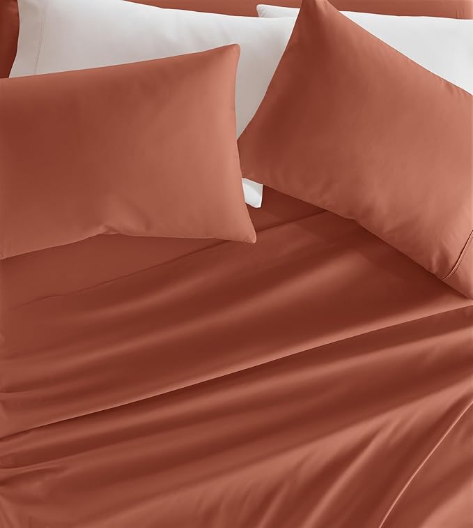 Linen Market Bed Sheets for California King Size Bed (Clay) - Sleep Better Than Ever with These Soft and Cooling California King Sheets - Deep Pocket Fits 16" Thick Beds - 4 Piece Cal King Sheet Set